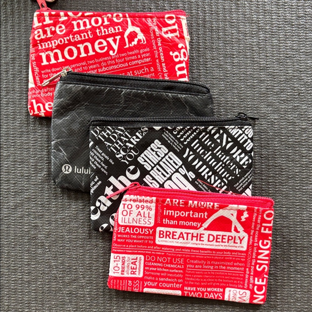 Lululemon Red and Black Graphic Pouches - Picture 2 of 3